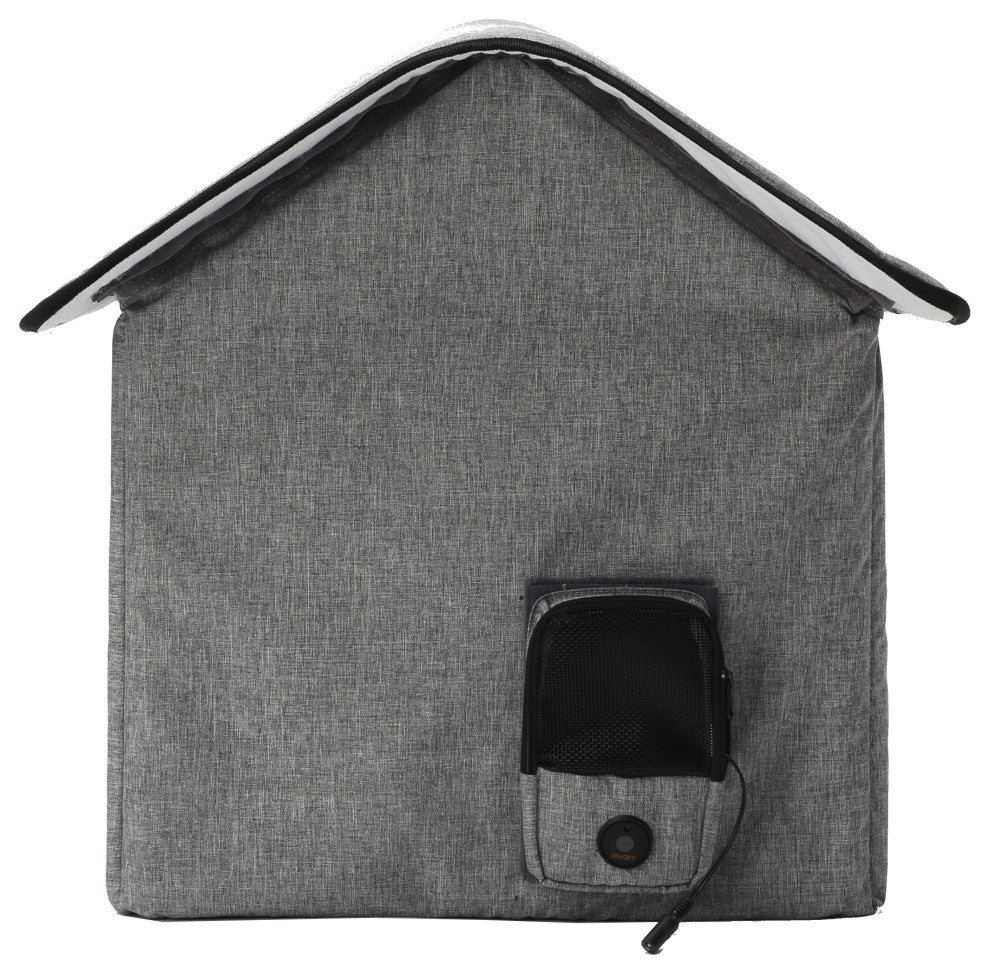Pet Life "Hush Puppy" Heating and Cooling Collapsible Pet House, Gray, Large