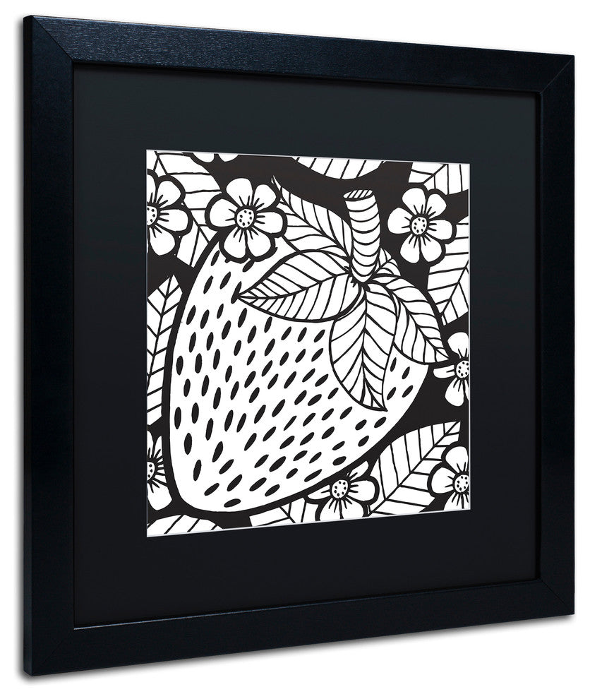 Hello Angel ''Strawberry'' Art, Black Frame, Black Mat, 16x16
