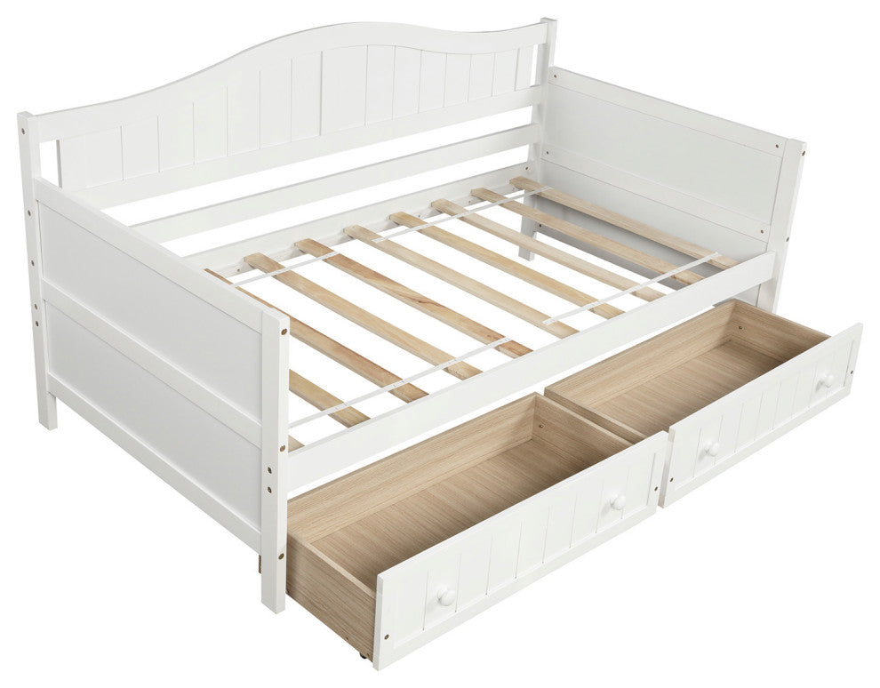 Gewnee Wood Twin Size Daybed with 2 Drawers in White