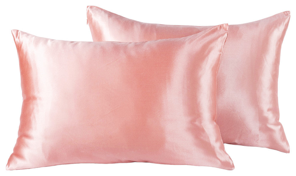 Luxury Silk-Cotton Blend Pillowcase Set of 2, 20'' x 36'', Russet Red