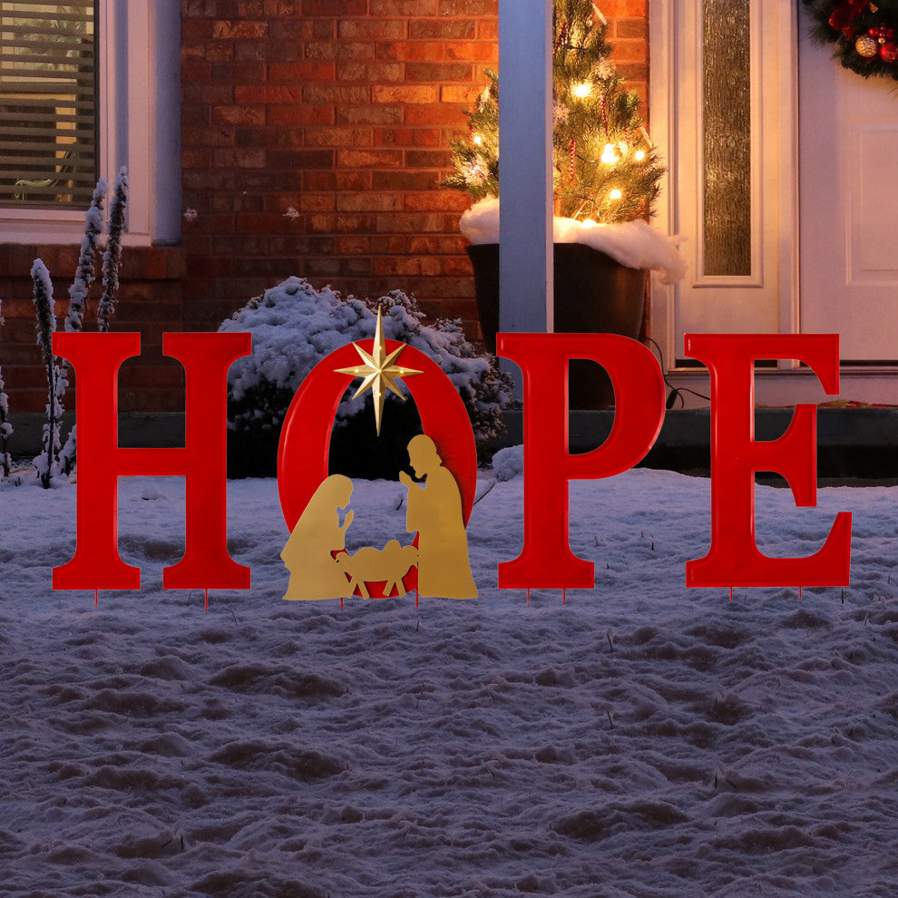 32"H Lighted Metal HOPE Yard Stake or Standing Decor or Wall Decor