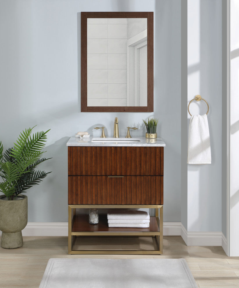 Monad Bathroom Vanity, Walnut, 30" Wide