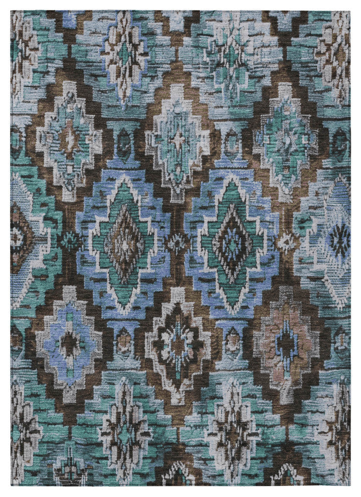 Machine Washable Indoor/Outdoor Chantille ACN1891 Brown 10' x 14' Rug