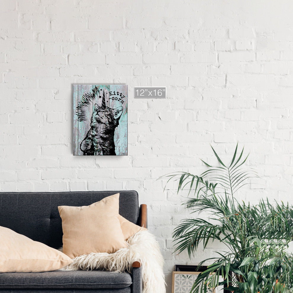 Ready2HangArt 'Kitty-Corn' Wrapped Canvas Animal Wall Art, 16"x12"