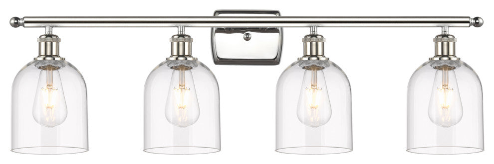 Ballston-Bella 4-Light 36" Bath Vanity Light, Polished Nickel, Clear