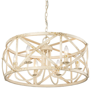 Golden Lighting 0890-6 Alcott 6 Light 24"W Cage Pendant - Antique Ivory