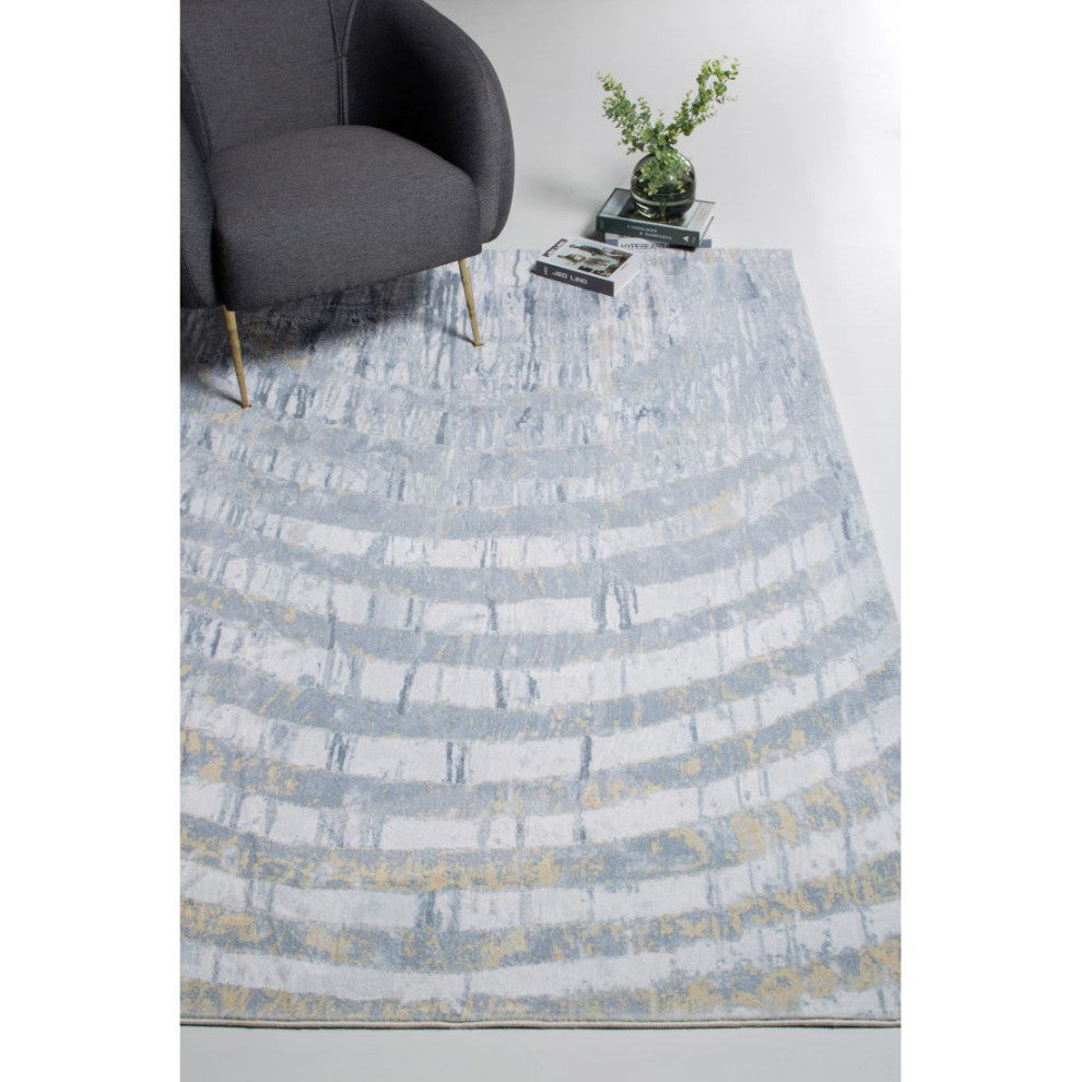KAS Roxy 2809 Gray/Gold Palette Area Rug, 2'x7' Runner