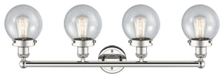Small Beacon 4-Light 34" Bath Vanity Light, Polished Nickel Finish, Seedy Shade