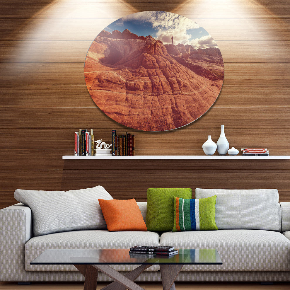 Vermilion Cliffs At Sunrise, Landscape Round Wall Art, 11"