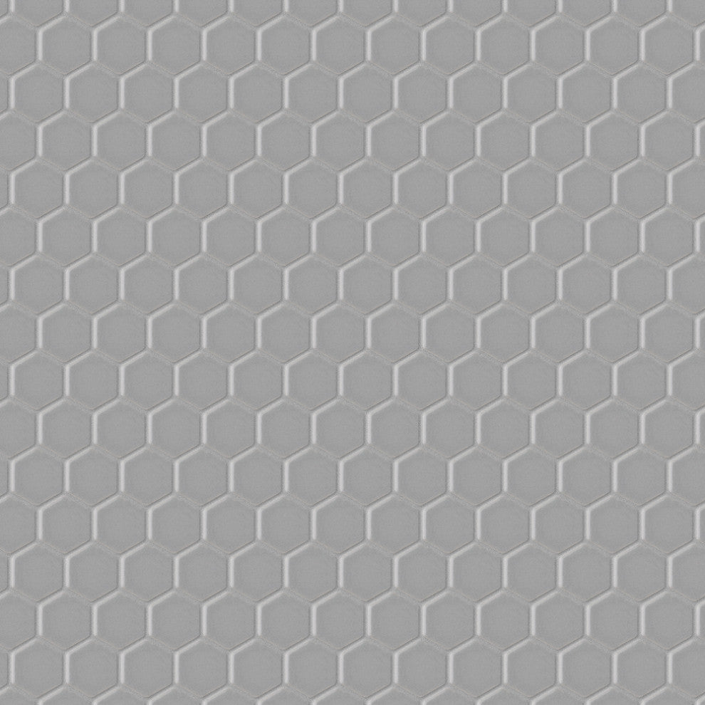 Metro Hex Matte Porcelain Mosaic Floor and Wall Tile, Matte Light Grey