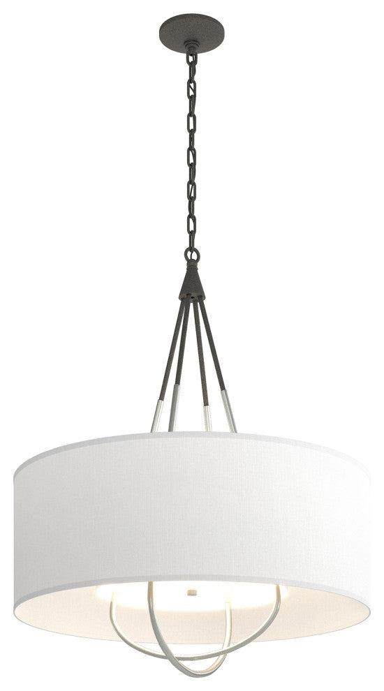 Loop Pendant, Natural Iron Finish, Vintage Platinum Accents, Natural Anna Shade