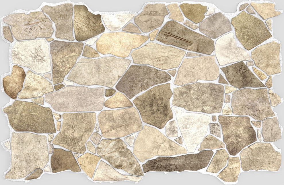 Brown Beige Stone 3D Wall Panels, Set of 10, Covers 67 Sq Ft
