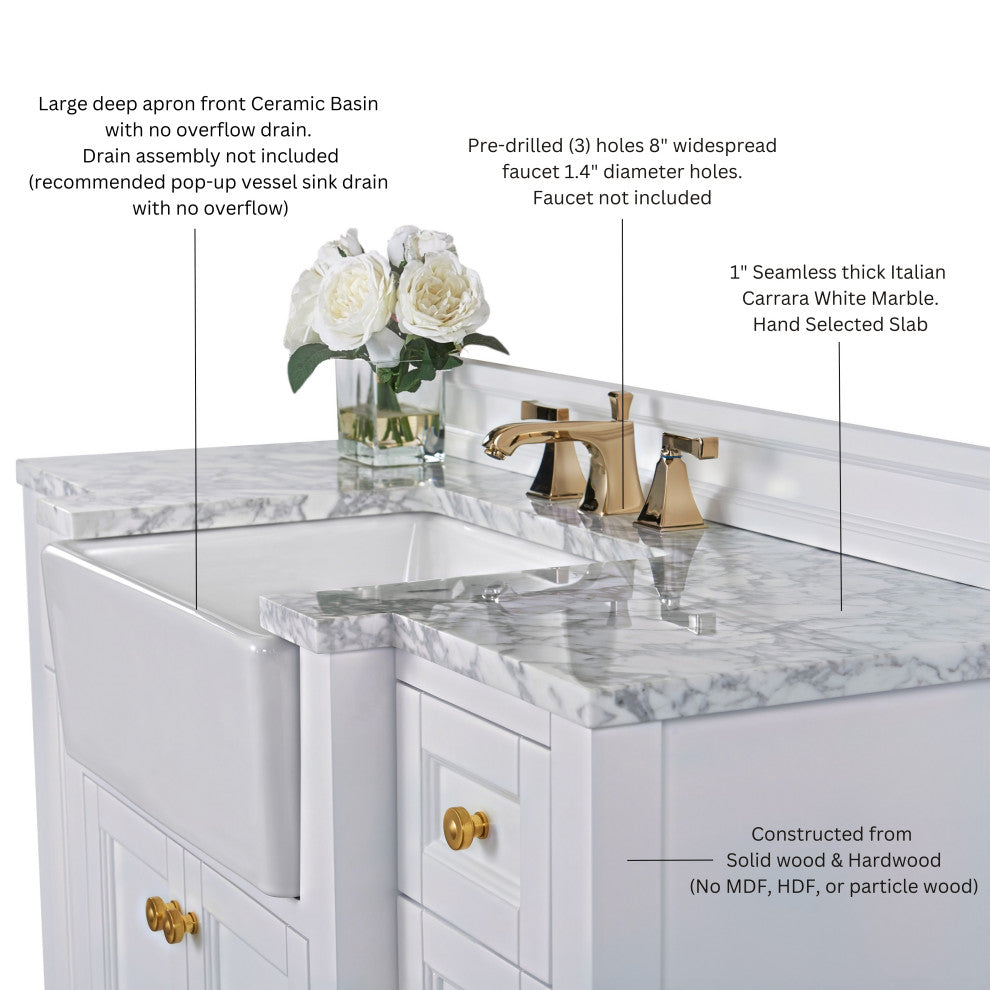 Adeline Vanity Set, White, 48", Single Sink