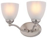 Bellwood 13.5" 2-Light Traditional Nickel Bathroom Vanity Fixture, Glass Shade, Satin Nickel, 2-Light