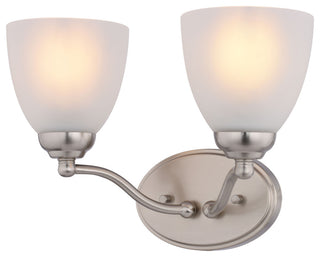 Bellwood 13.5" 2-Light Traditional Nickel Bathroom Vanity Fixture, Glass Shade, Satin Nickel, 2-Light