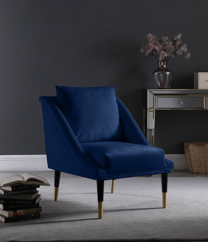 Elegante Velvet Upholstered Accent Chair, Navy