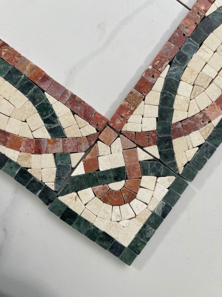 Asterales Red 2.8x11.8 Marble Mosaic Border Listello Tile Polished, 1 piece