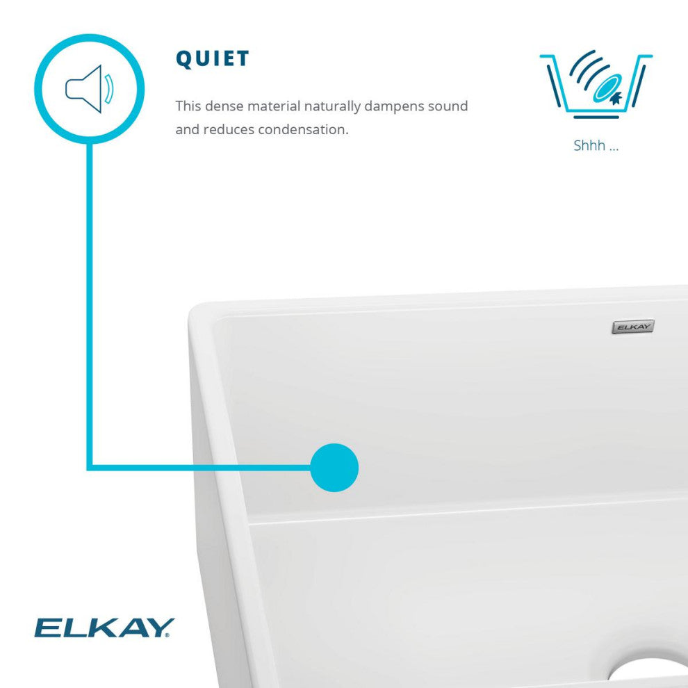 SWU1517WH Elkay Fireclay 16-7/16" Undermount Bar Sink, White