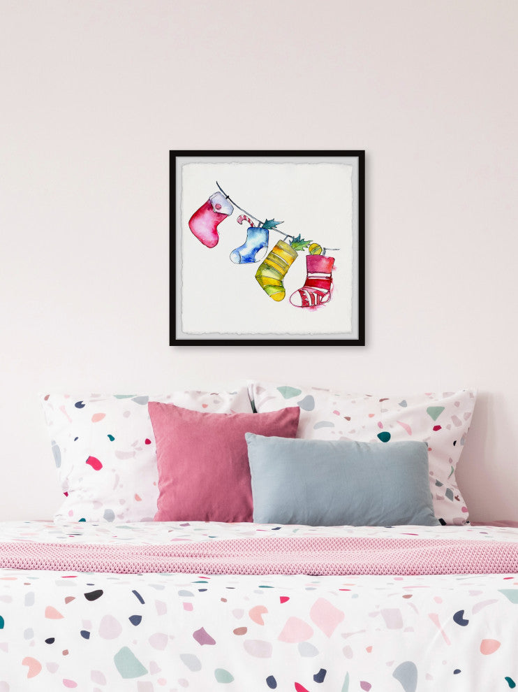 "Here Comes Santa" Framed Painting Print, 12x12