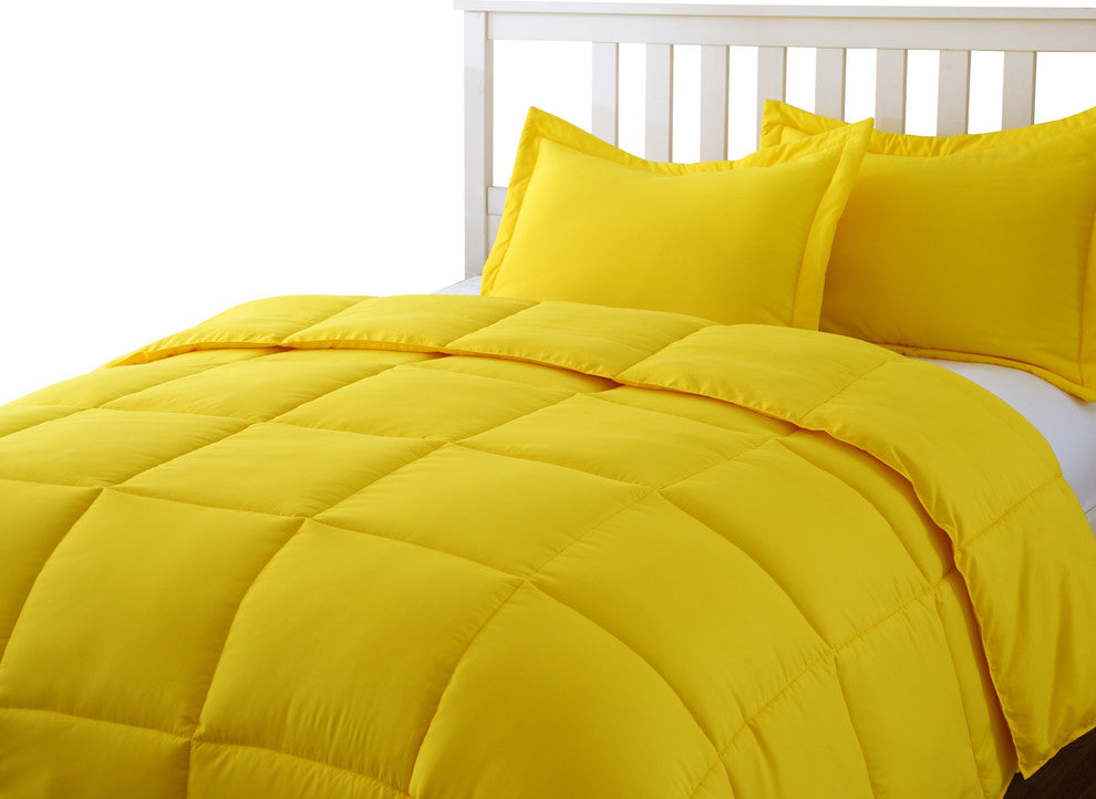 Lotus Home Water and Stain Resistant Microfiber Comforter Mini Set, Yellow, Twin