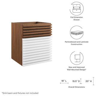 Render 18" Wall-Mount Bathroom Vanity Cabinet, White Walnut