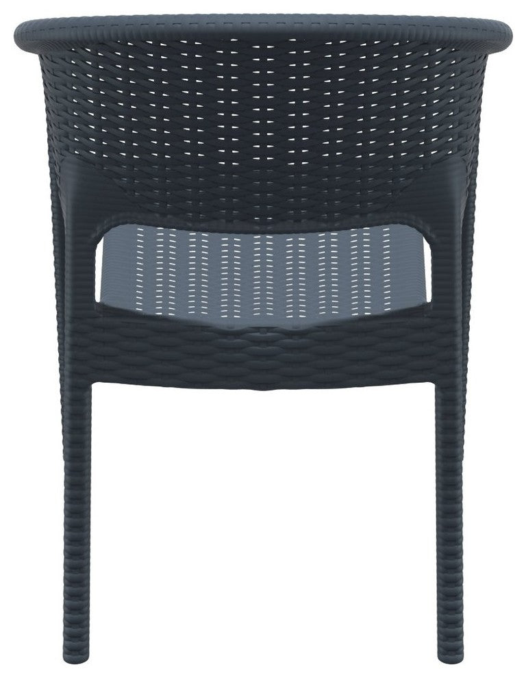 Panama Resin Wickerlook Dining Arm Chair, Dark Gray, Set of 2