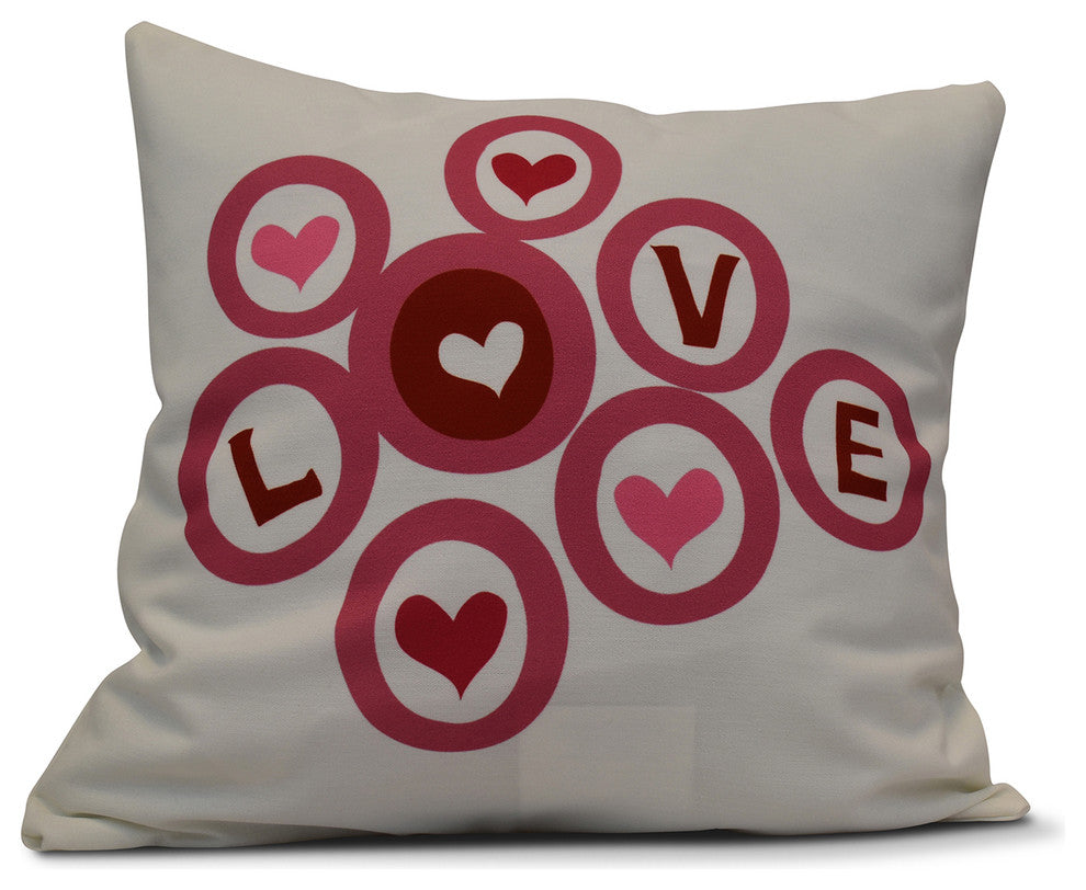 Love In The Round, Holiday Geometric Print Pillow, Pink, 16"x16"