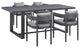 Menorca Outdoor Patio 5-Piece Dining Table Set, Aluminum With Gray Cushions