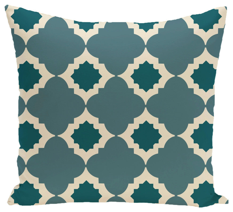 Medina Geometric Print Pillow, Aqua, 18"x18"