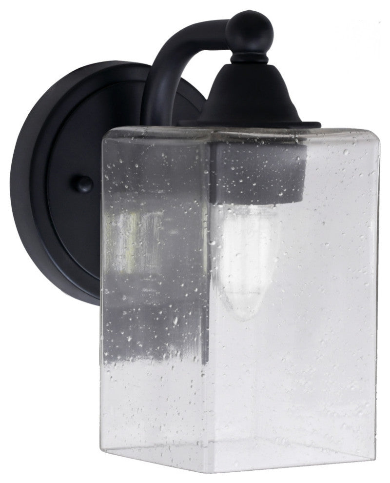 Paramount 1-Light Wall Sconce, Matte Black, 4" Clear Bubble Glass