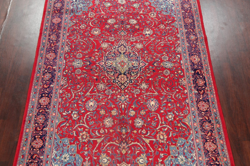 Consigned, Traditional Vintage Oriental Handmade Persian Area Rug, Red, 7x11