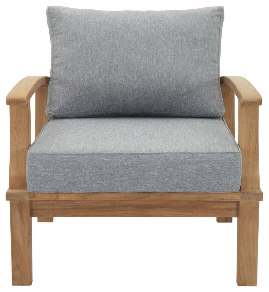 Marina Outdoor Premium Grade A Teak Wood Armchair, Natural Gray