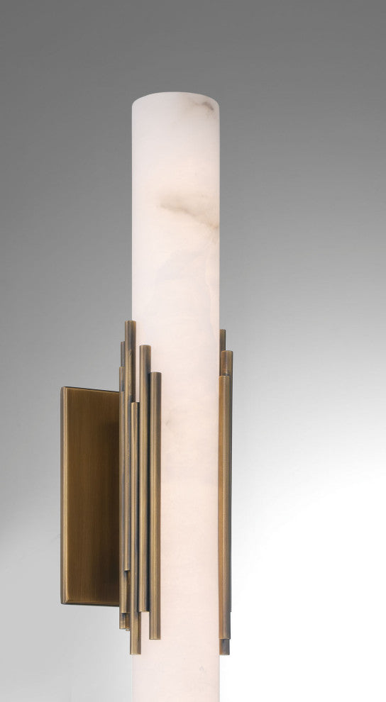 Venna, Wall Sconce , 22", Antique Brass, Alabaster