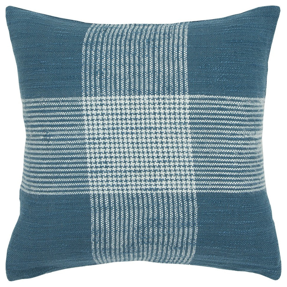 Teal White Plaid Pattern Throw Pillow
