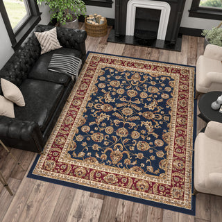 Sariya Transitional Oriental Navy Rectangle Area Rug, 9' x 12'
