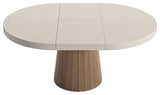 Japandi Extendable Dining Table 39"-55" Whitewash 6-Seater Oval&Round Pedestal, Gray