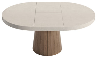 Japandi Extendable Dining Table 39"-55" Whitewash 6-Seater Oval&Round Pedestal, Gray