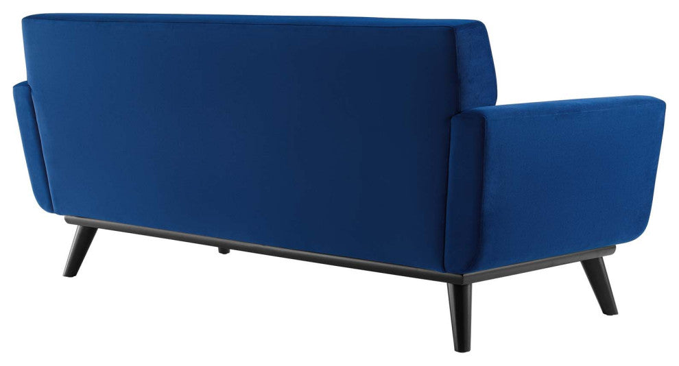 Engage Channel Tufted Performance Velvet Loveseat Navy