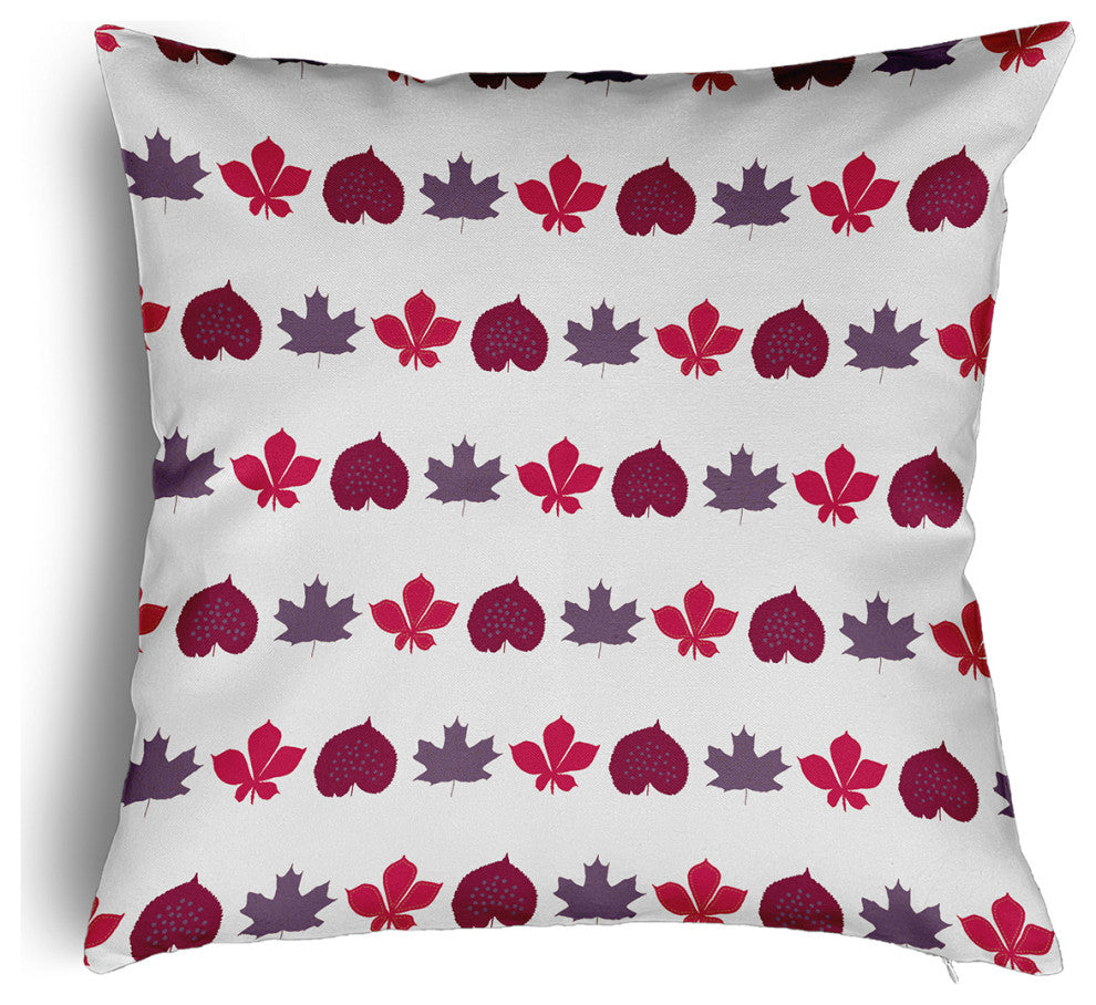 Leaf Stripe Accent Pillow With Removable Insert, Plum, 24"x24"