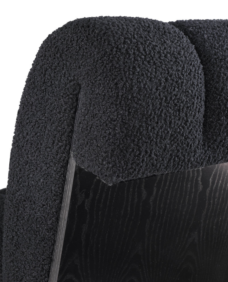 Swoon Faux Sheepskin Upholstered Accent Chair, Black, Black Oak Veneer