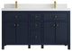 Sonoma 60 Double Sink Reeded Bathroom Vanity in Hale Navy Blue 2" White Quartz