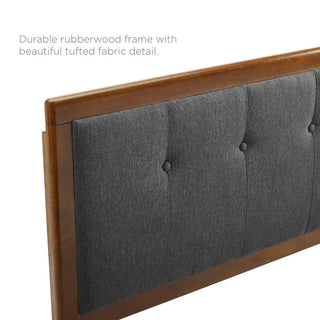 Tufted Headboard, King Size, Wood, Fabric, Brown Walnut Gray, Modern