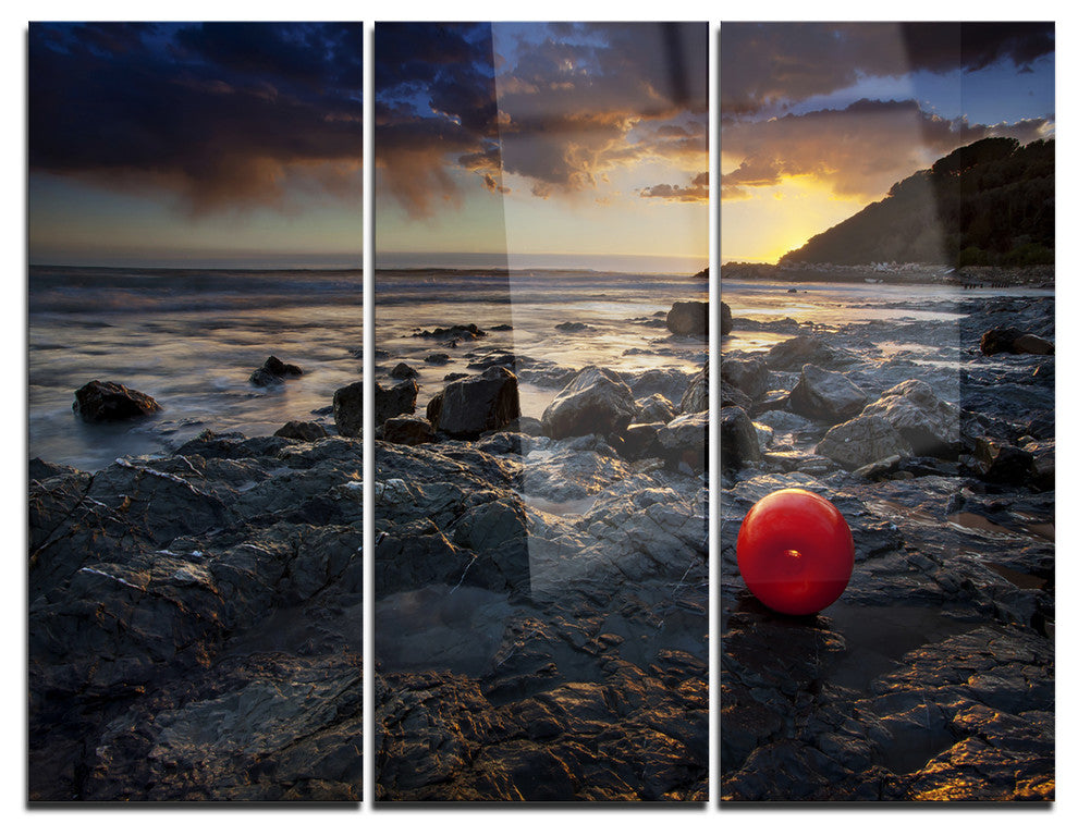 "Sunset at Livorno, Italy" Photography Metal Wall Art, 3 Panels, 36"x28"