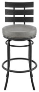 Natya Swivel Stool in Black Finish With Gray Faux Leather, 30"