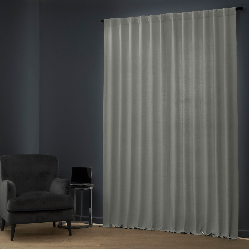 Chalk Off White Textured Bellino Room Darkening Curtain Single Panel, 50"x108"