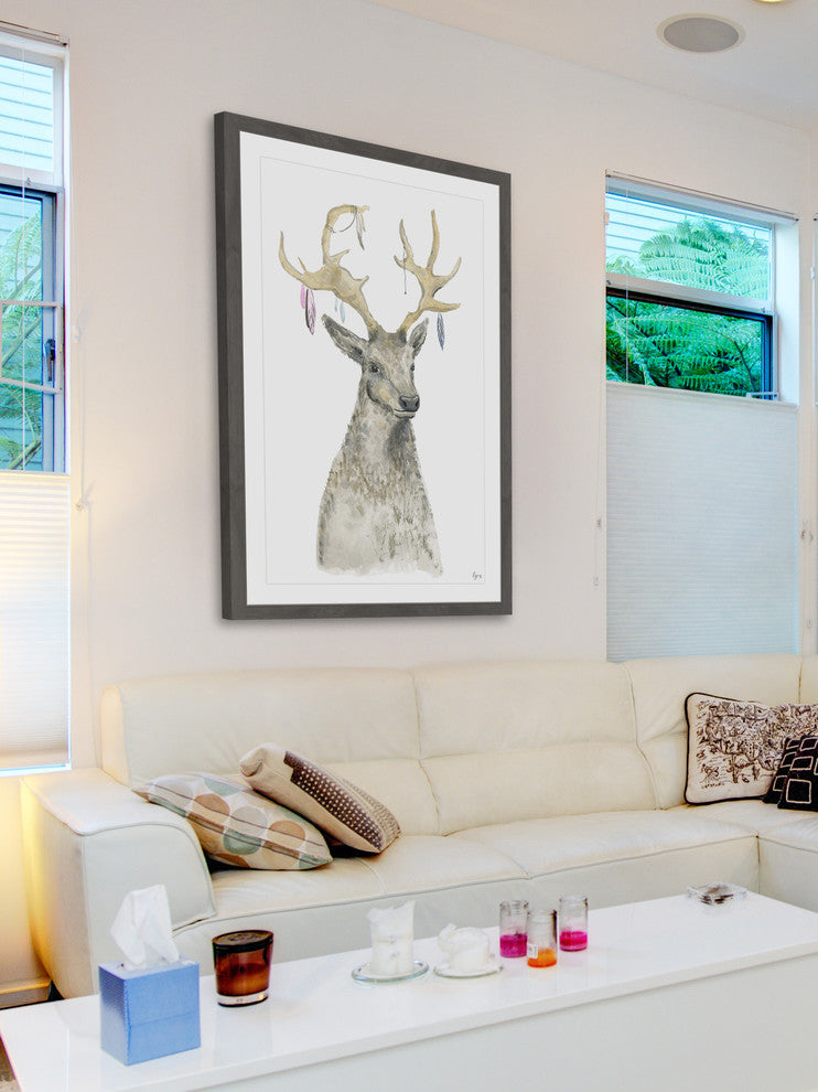 "Adorned Reindeer" Framed Painting Print, 24"x36"