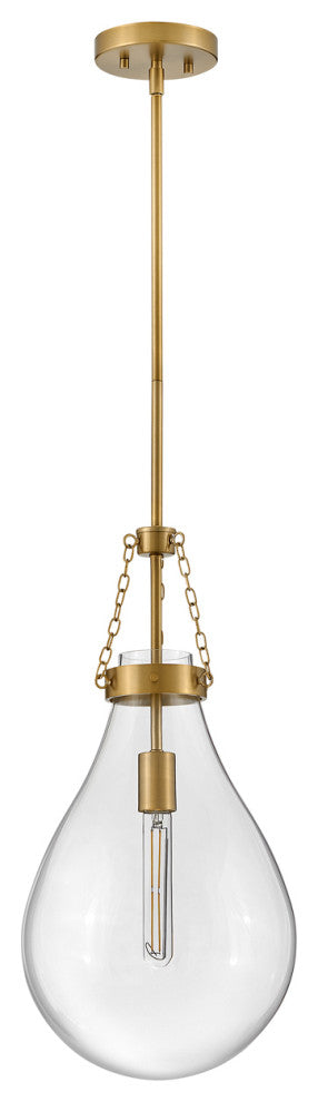 Hinkley Eloise 22.25" Small Pendant Light, Lacquered Brass + Clear Glass