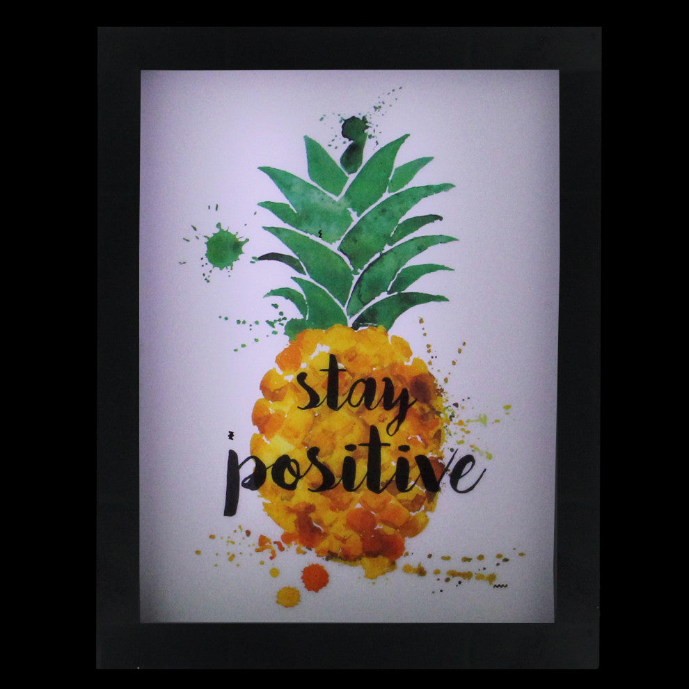 9" LED Lighted 'Stay Positive' Pineapple Framed Light Box