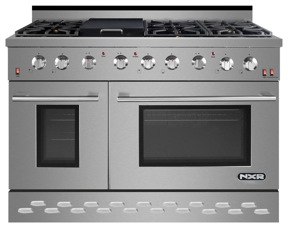 NXR SC 48" Stainless Steel Gas Range, 6 Burner with Dual Convection Oven SC4811