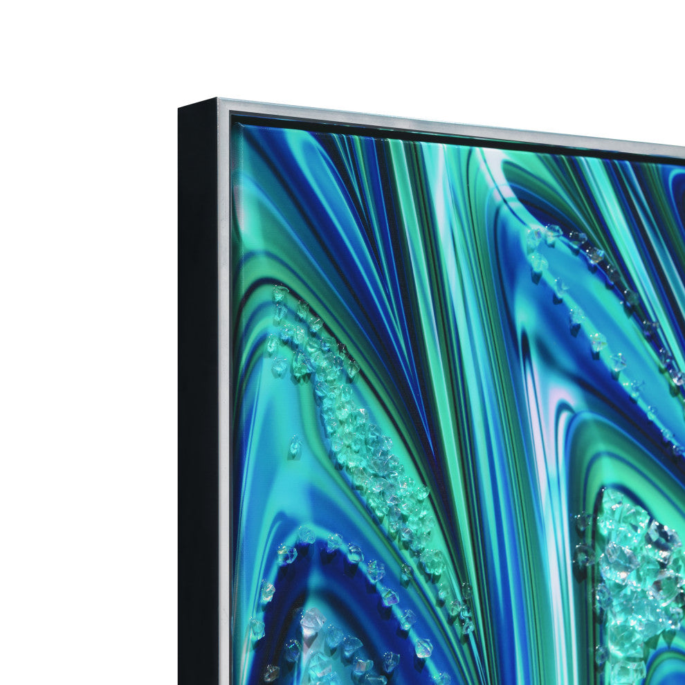 Ocean Waves I & II Crystallus Epoxy Coated Wrapped Framed Blue Canvas Wall Art